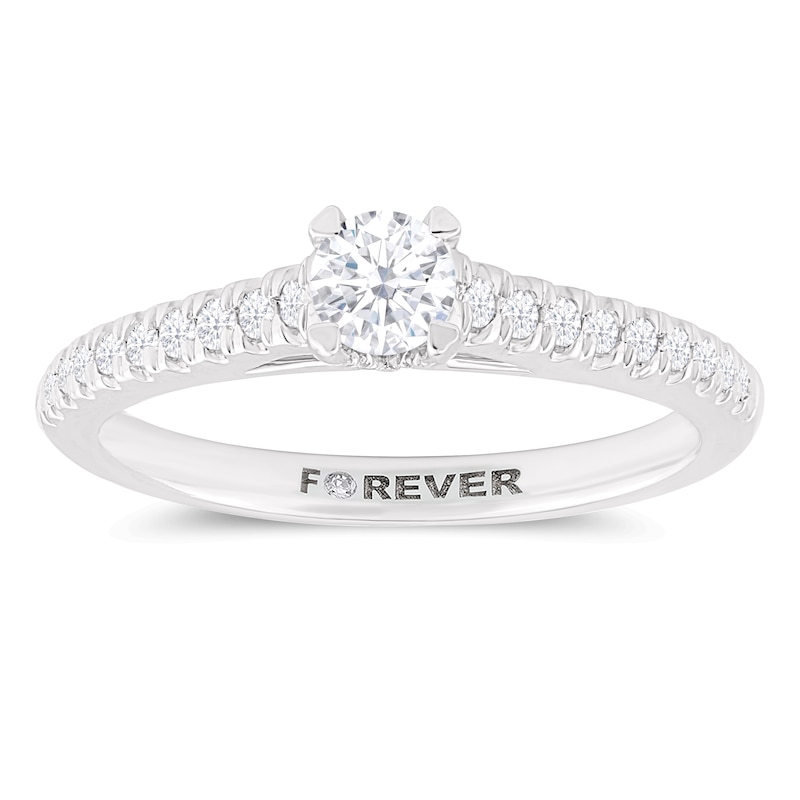 Main Image 1 of Engagement Ring The Forever Diamond 18ct White Gold 0.40ct Total Ring