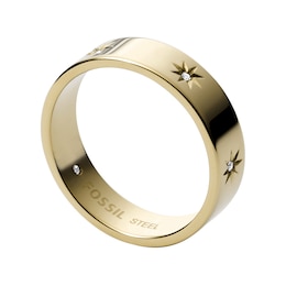 Fossil Sutton Shine Bright Gold Tone Band Ring - Size P