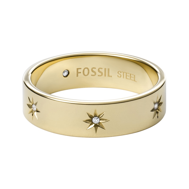Main Image 2 of Fossil Sutton Shine Bright Gold Tone Band Ring - Size P