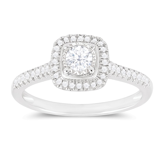 Engagement Ring 9ct White Gold 0.33ct Total Diamond