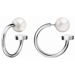 Calvin Klein Stainless Steel Pearl Bubbly 3/4 Hoop Earrings