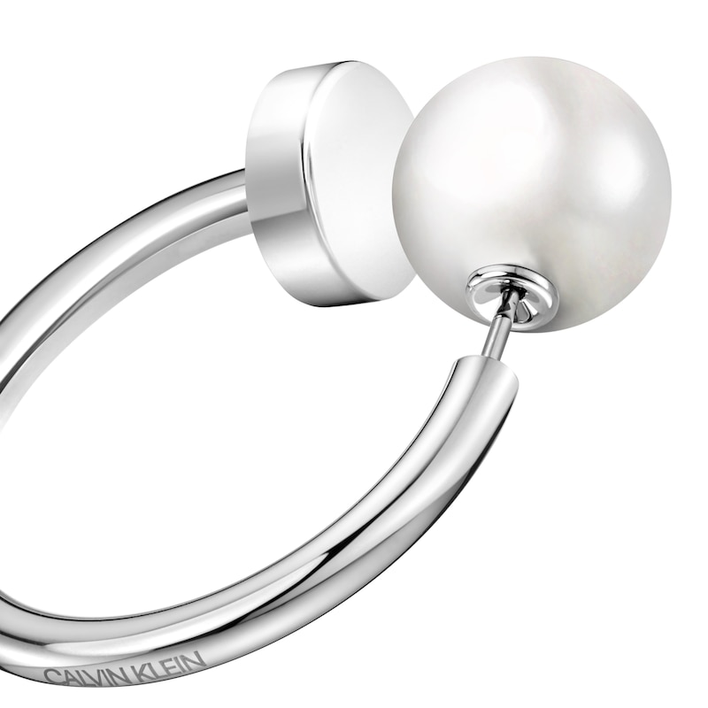 Calvin Klein Stainless Steel Pearl Bubbly 3/4 Hoop Earrings