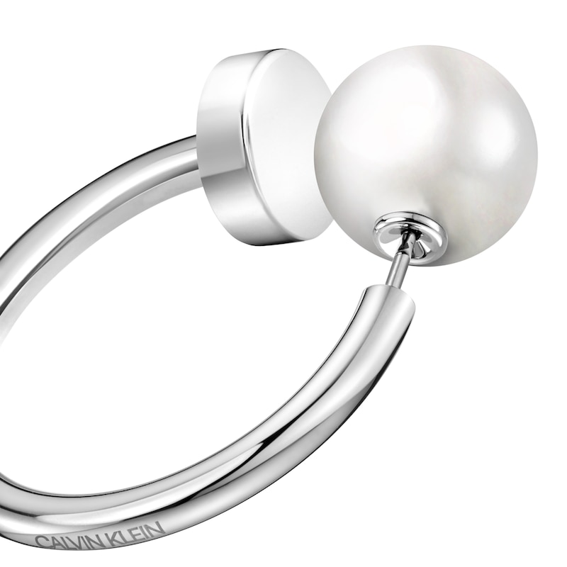 Main Image 3 of Calvin Klein Stainless Steel Pearl Bubbly 3/4 Hoop Earrings