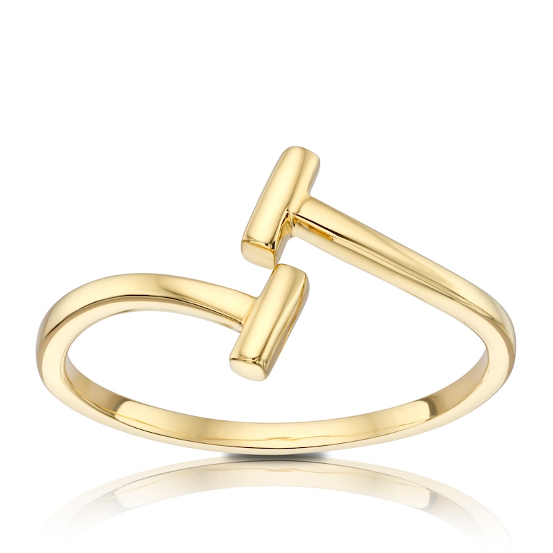 Gold T Crossover Ring