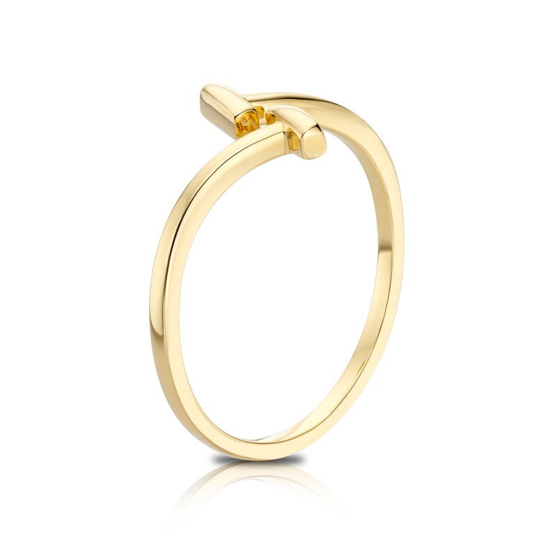 9ct Yellow Gold T Crossover Ring