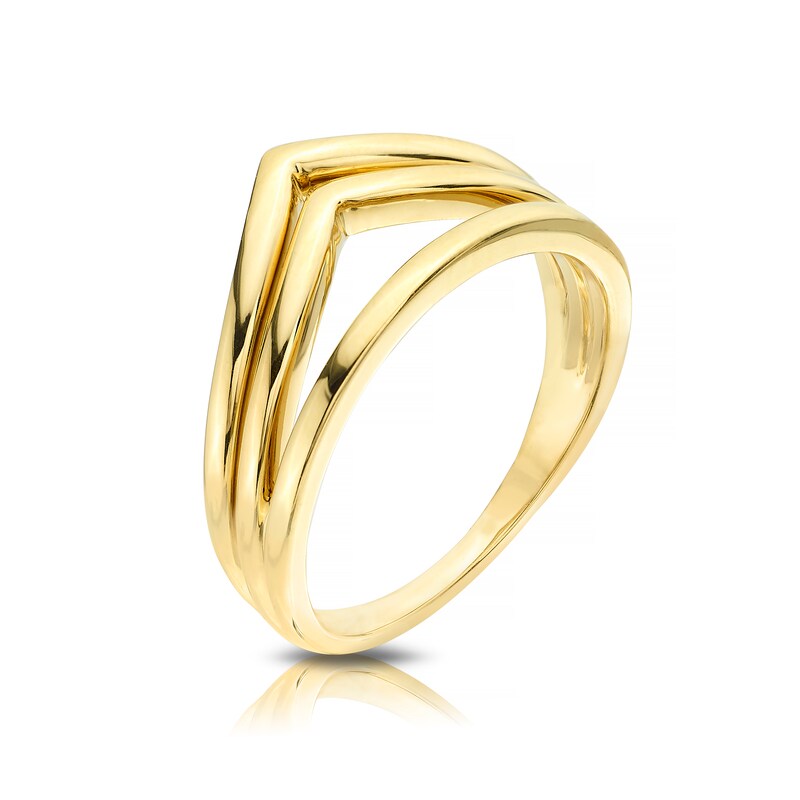 9ct Yellow Gold 3 In 1 Wishbone Ring