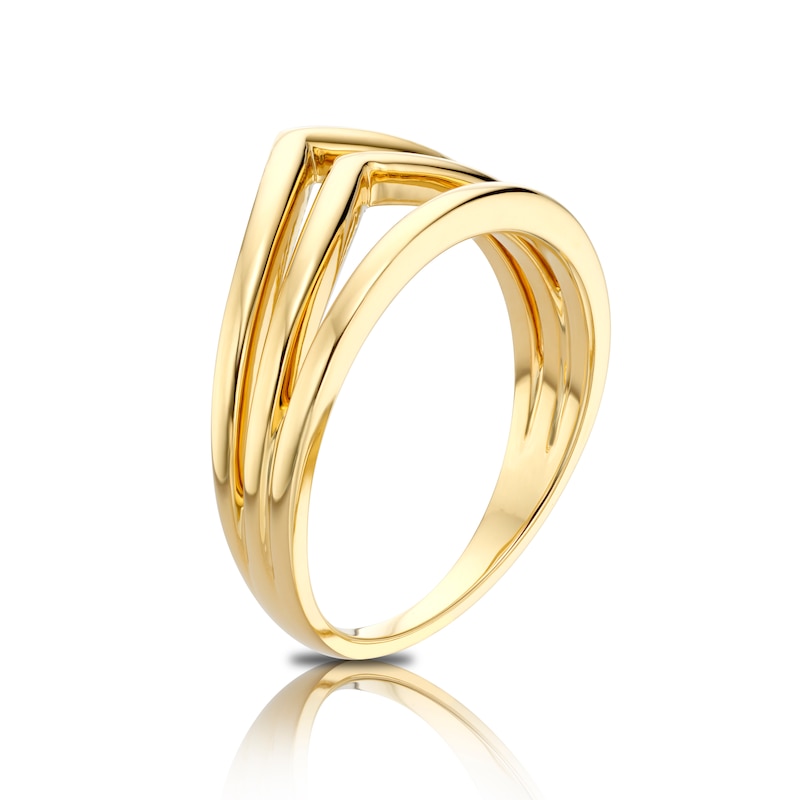 9ct Yellow Gold 3 In 1 Wishbone Ring