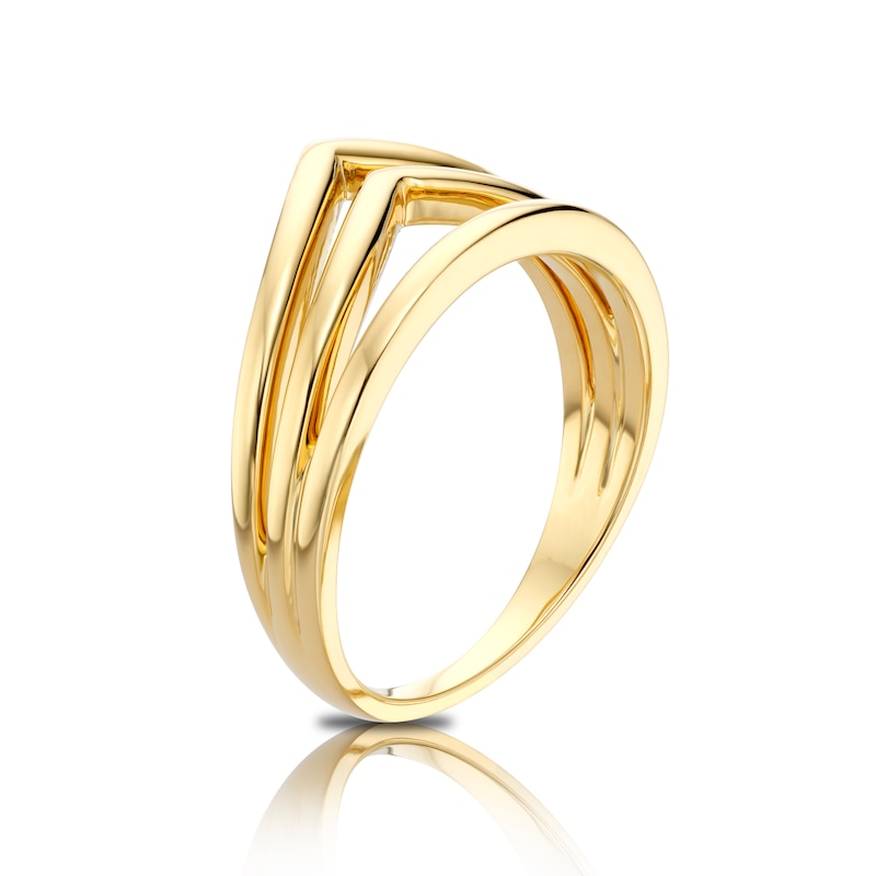 Main Image 2 of 9ct Yellow Gold 3 In 1 Wishbone Ring