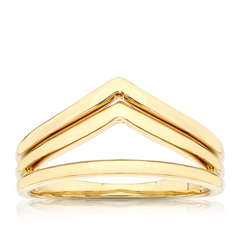 9ct Yellow Gold 3 In 1 Wishbone Ring