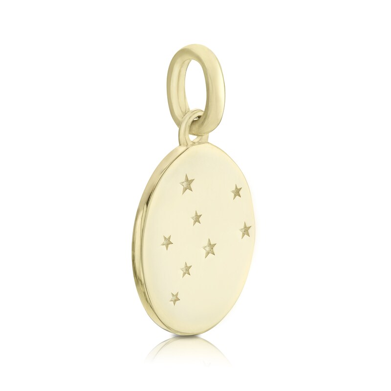 Main Image 2 of 9ct Yellow Gold Virgo Constellation Disc Pendant Charm