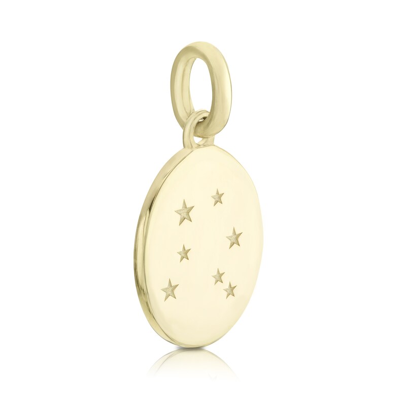 Main Image 2 of 9ct Yellow Gold Libra Constellation Disc Pendant Charm