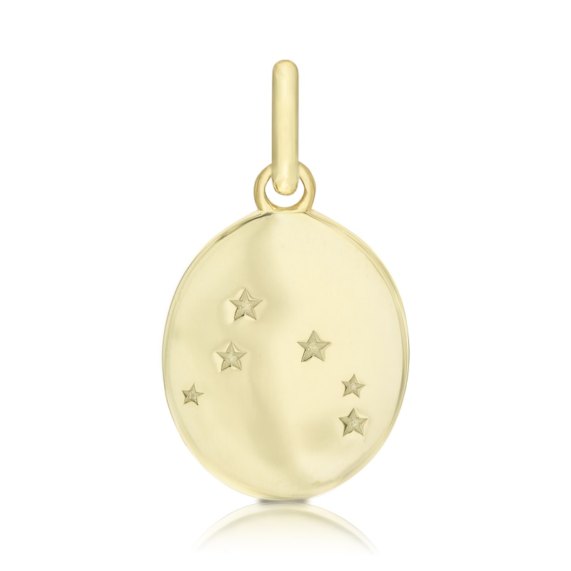 9ct Yellow Gold Aries Constellation Disc Pendant Charm