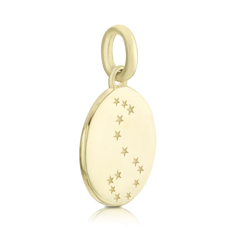 Main Image 2 of 9ct Yellow Gold Scorpio Constellation Disc Pendant Charm
