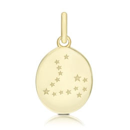 9ct Yellow Gold Pisces Constellation Disc Pendant Charm