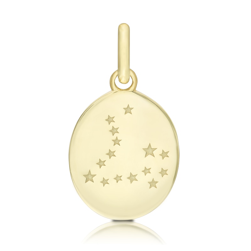 9ct Yellow Gold Pisces Constellation Disc Pendant Charm