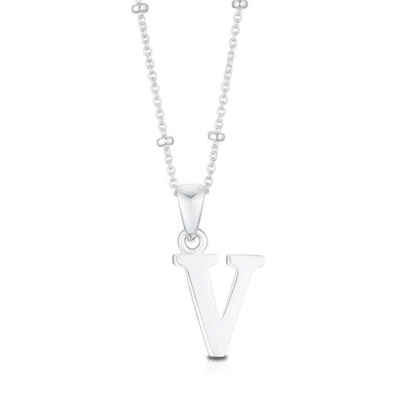 Main Image 1 of Sterling Silver Initial V Pendant