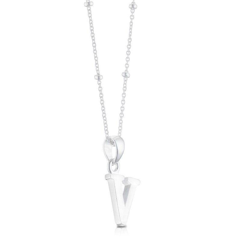 Main Image 2 of Sterling Silver Initial V Pendant