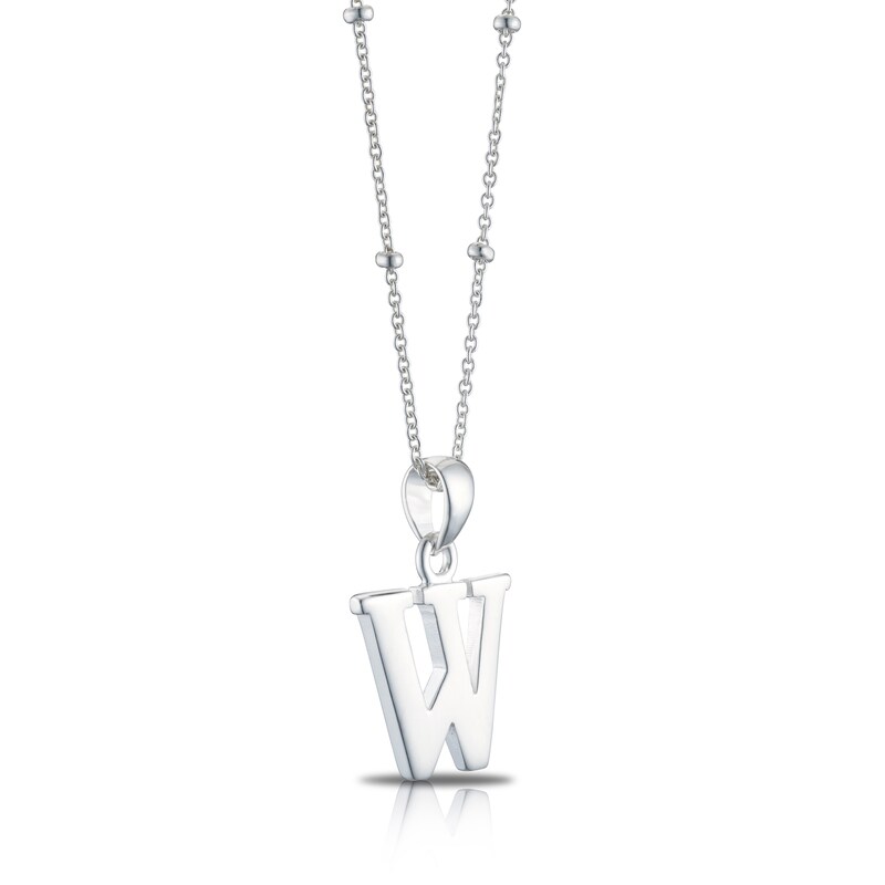 Main Image 2 of Sterling Silver Initial W Pendant