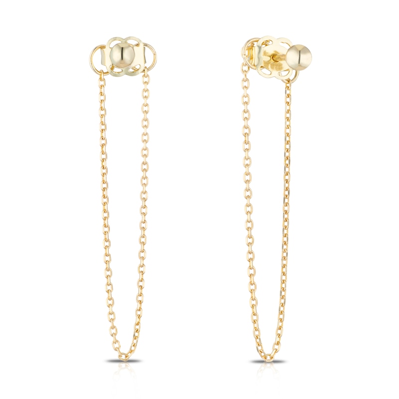 Main Image 1 of 9ct Yellow Gold Folded Chain Drop Earrings