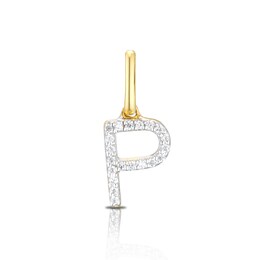 9ct Yellow Gold Diamond Initial P Pendant Charm