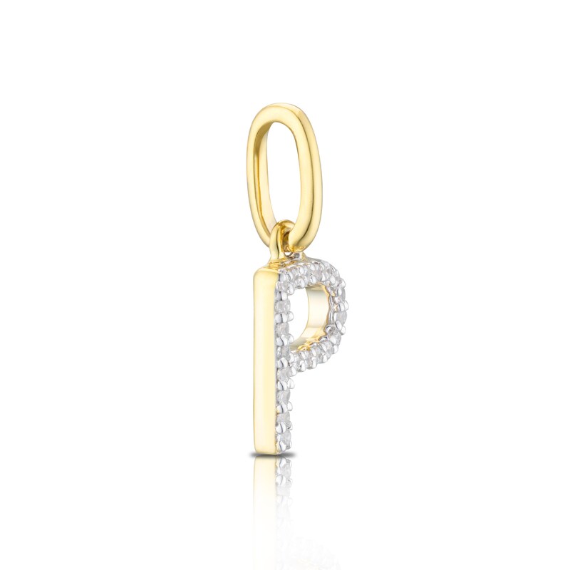 9ct Yellow Gold Diamond Initial P Pendant Charm