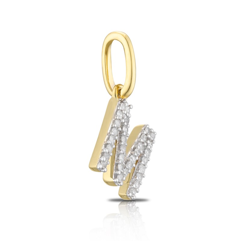 9ct Yellow Gold Diamond Initial M Pendant Charm