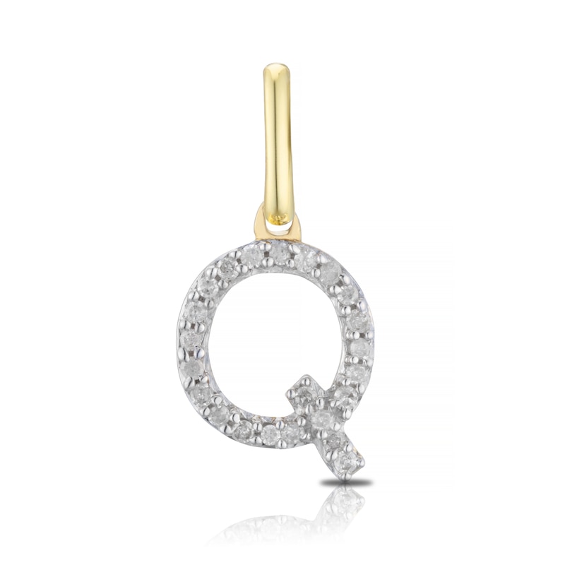 Main Image 1 of 9ct Yellow Gold Diamond Initial Q Pendant Charm