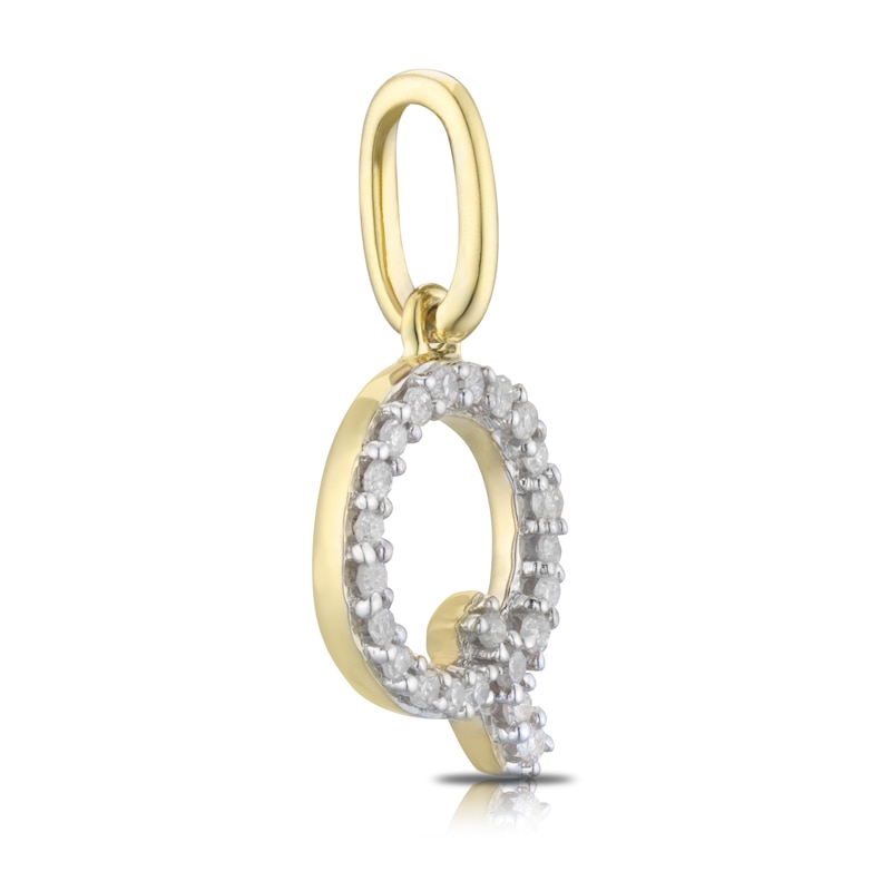 Main Image 2 of 9ct Yellow Gold Diamond Initial Q Pendant Charm