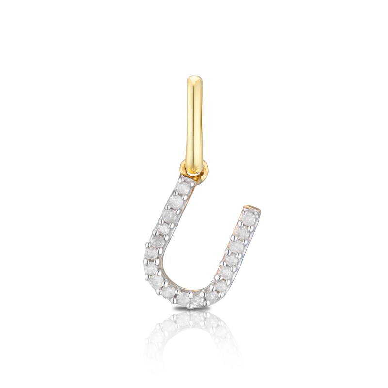 9ct Yellow Gold Diamond Initial U Pendant Charm