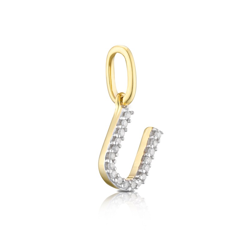 9ct Yellow Gold Diamond Initial U Pendant Charm