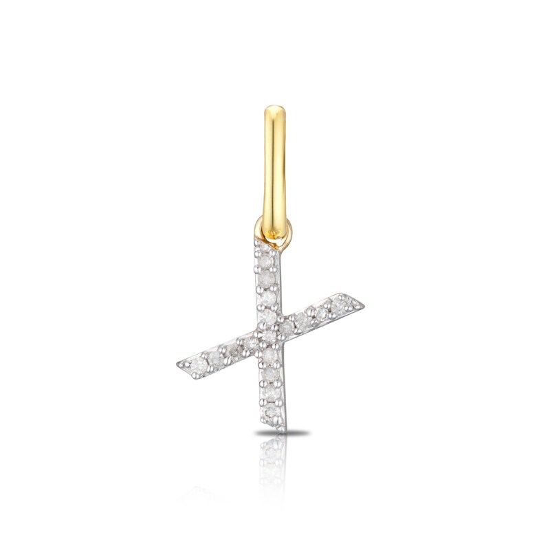 9ct Yellow Gold Diamond Initial X Pendant Charm
