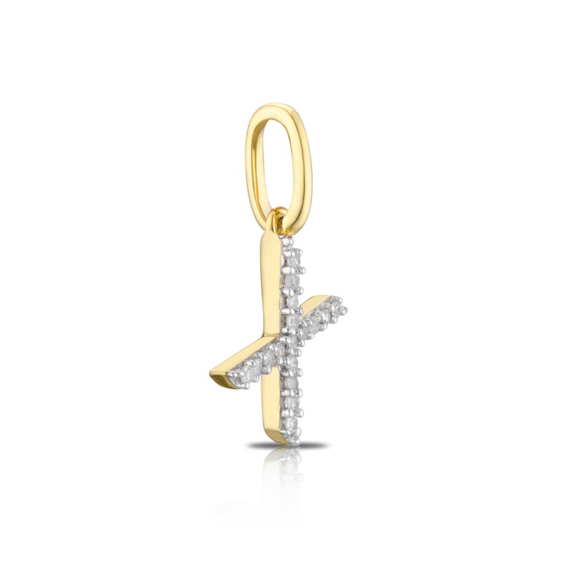 9ct Yellow Gold Diamond Initial X Pendant Charm