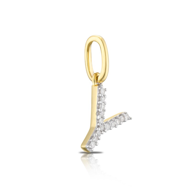 9ct Yellow Gold Diamond Initial Y Pendant Charm H.Samuel