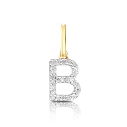 9ct Yellow Gold Diamond Initial B Pendant Charm