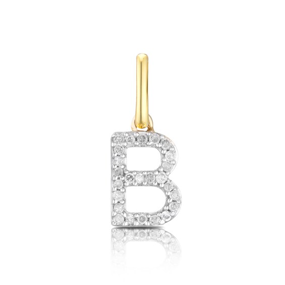 9ct Yellow Gold Diamond Initial B Pendant Charm