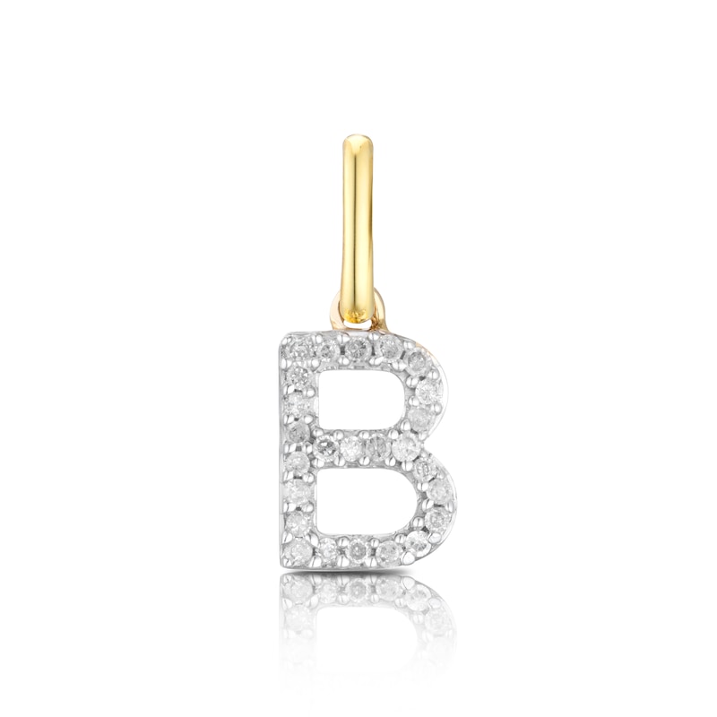 Main Image 1 of 9ct Yellow Gold Diamond Initial B Pendant Charm
