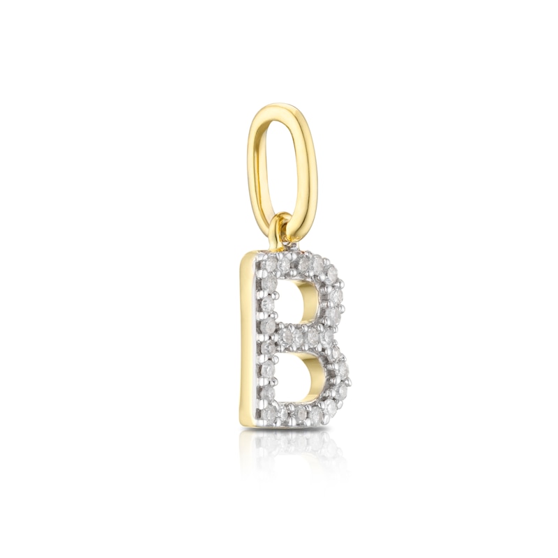 9ct Yellow Gold Diamond Initial B Pendant Charm