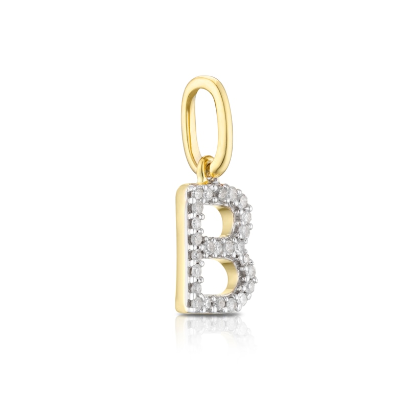 Main Image 2 of 9ct Yellow Gold Diamond Initial B Pendant Charm