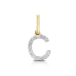 9ct Yellow Gold Diamond Initial C Pendant Charm
