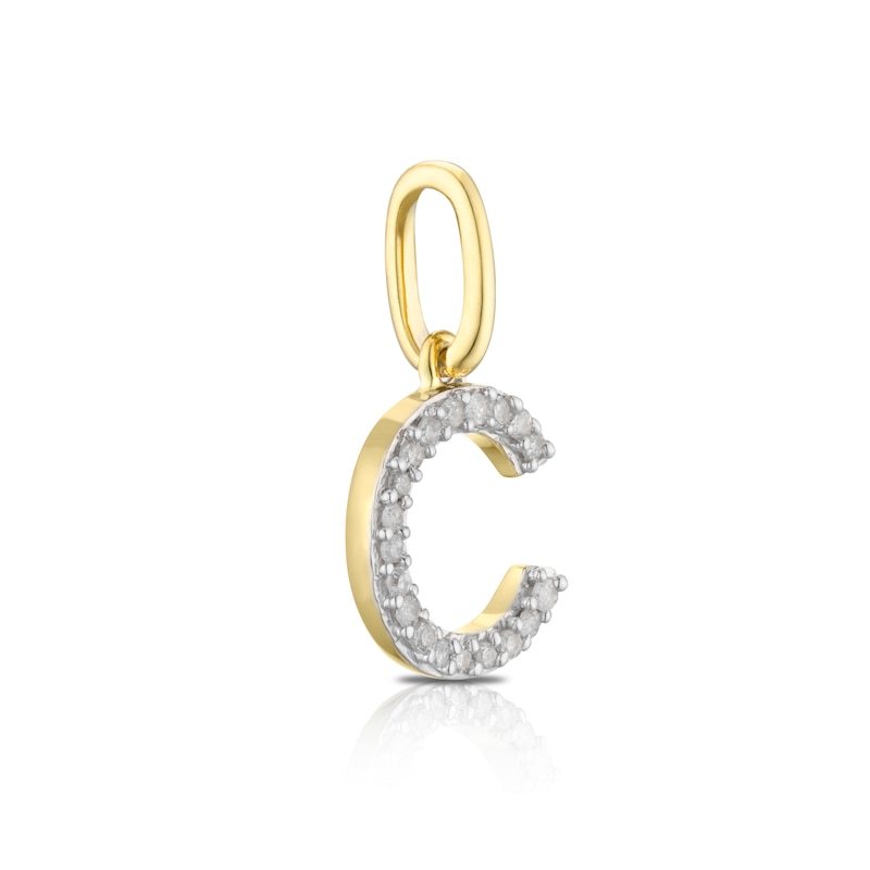 9ct Yellow Gold Diamond Initial C Pendant Charm