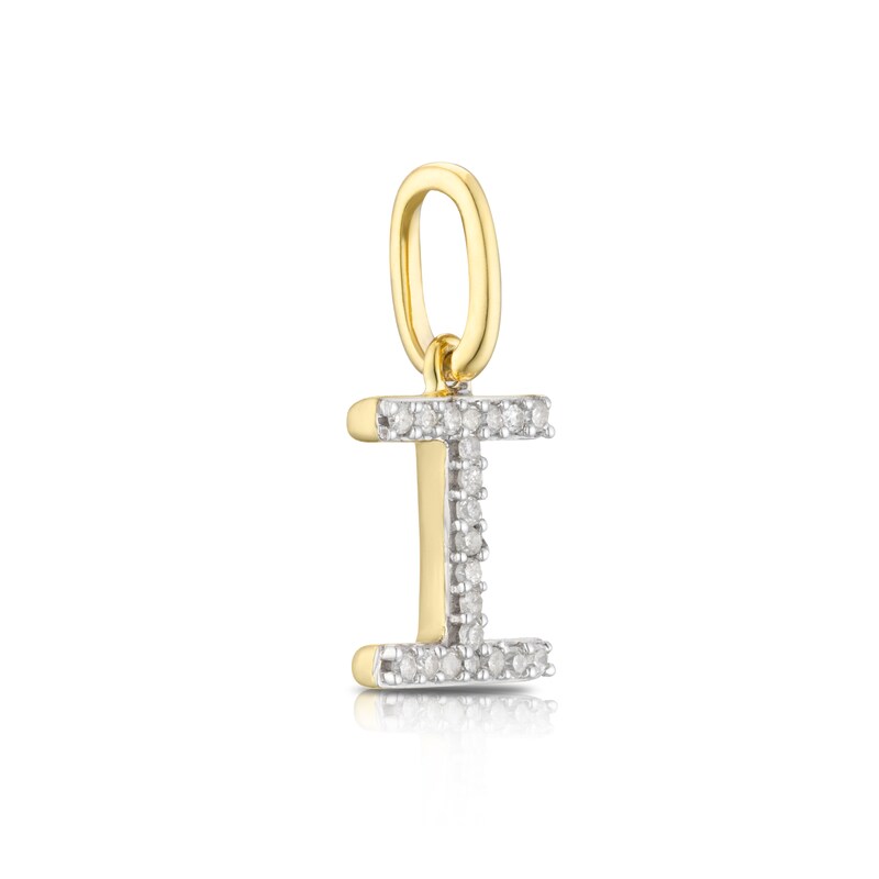 9ct Yellow Gold Diamond Initial I Pendant Charm