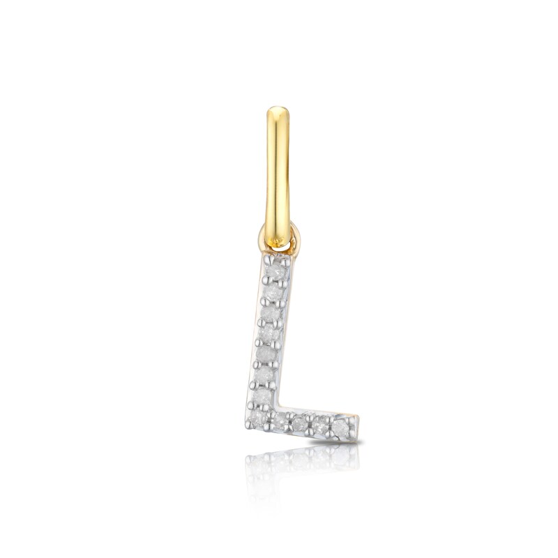 9ct Yellow Gold Diamond Initial L Pendant Charm