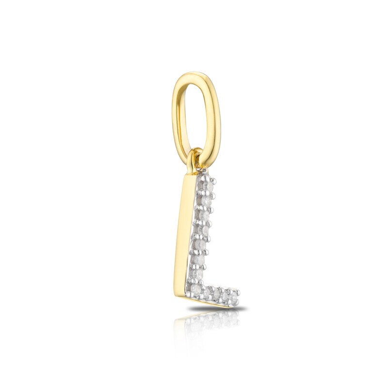 9ct Yellow Gold Diamond Initial L Pendant Charm