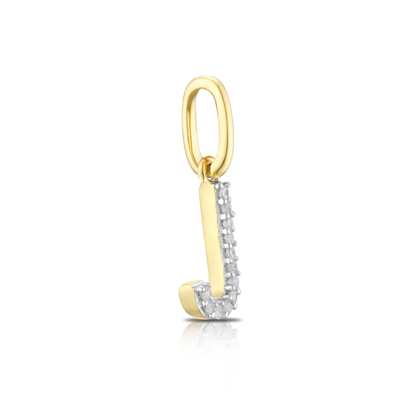 Main Image 2 of 9ct Yellow Gold Diamond Initial J Pendant Charm