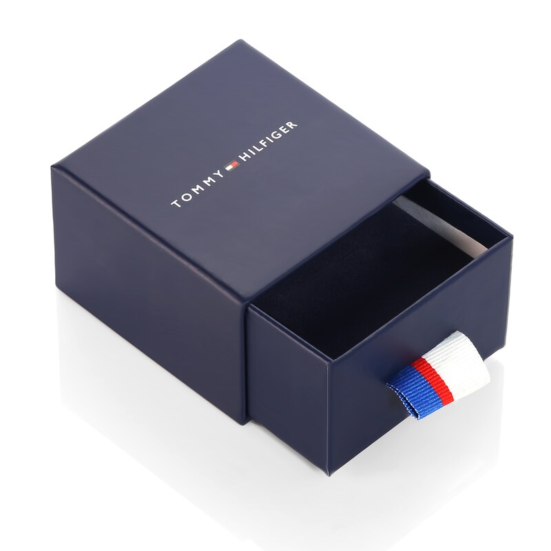 Tommy Hilfiger Crystal Logo Gold Tone Stud Earrings
