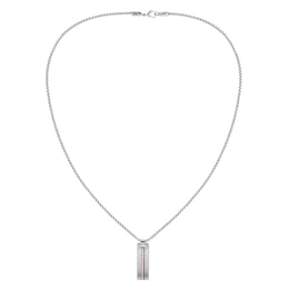 Tommy Hilfiger Logo Silver Tone Dog Tag Necklace
