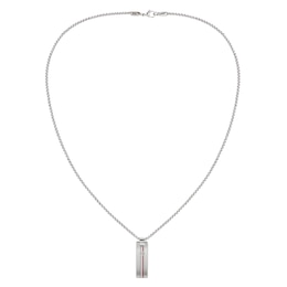 Tommy Hilfiger Logo Silver Tone Dog Tag Necklace