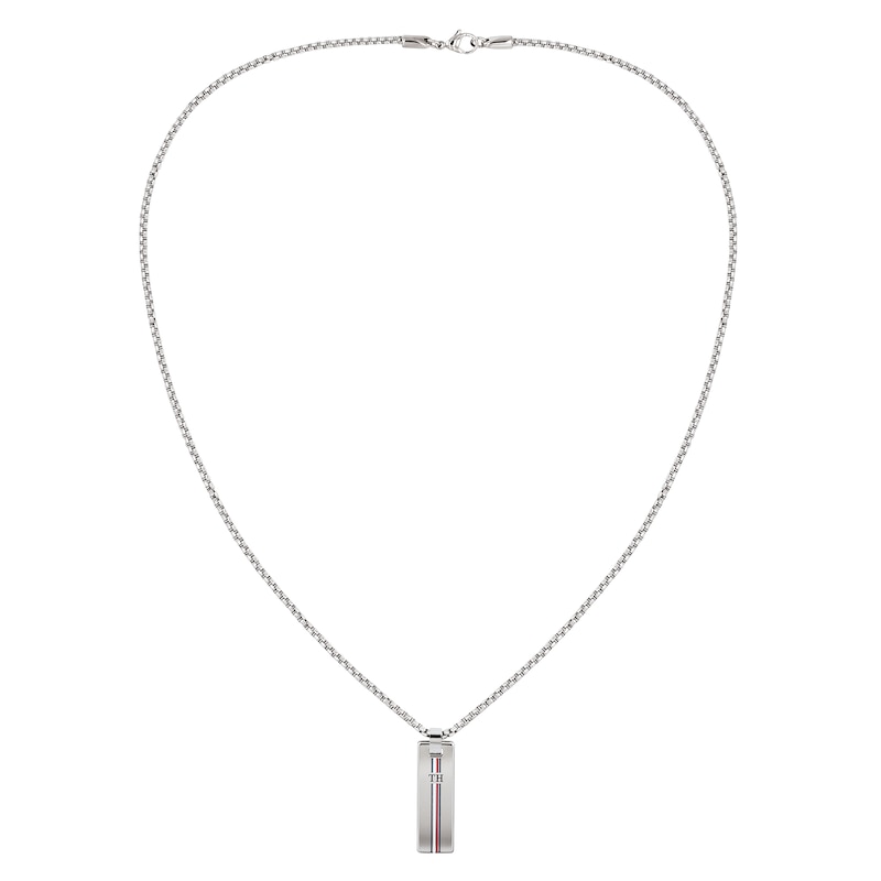 Main Image 1 of Tommy Hilfiger Logo Silver Tone Dog Tag Necklace