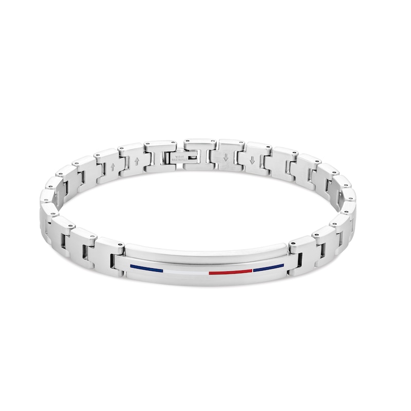 Tommy Hilfiger Logo Silver Tone Icon ID Bracelet