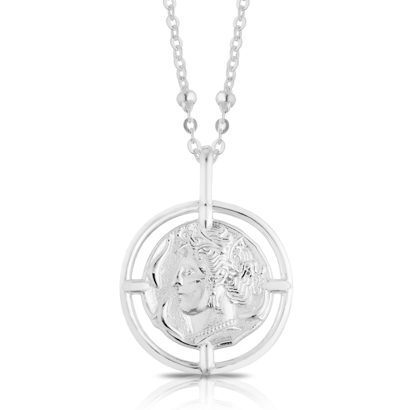Main Image 1 of Sterling Silver Head Disc Beaded Chain Pendant